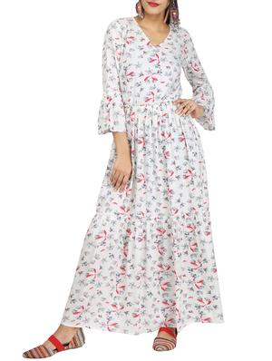 frilled detail gathered waist maxi dress - 15620876 - Standard Image - 1