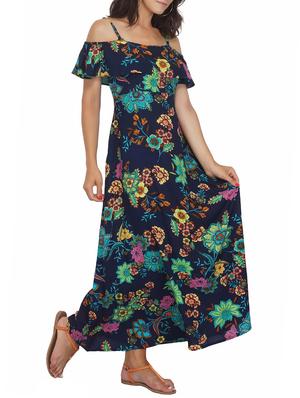 ruffled detail floral maxi dress - 15620879 - Standard Image - 1