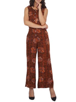 button detail full length jumpsuit - 15620883 - Standard Image - 1