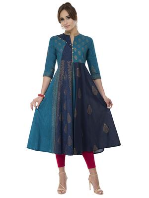 A-line foil print kurta - 15621076 - Standard Image - 1