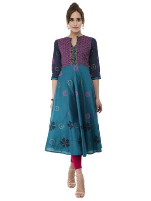 A-line block print kurta - 15621078 - Standard Image - 1