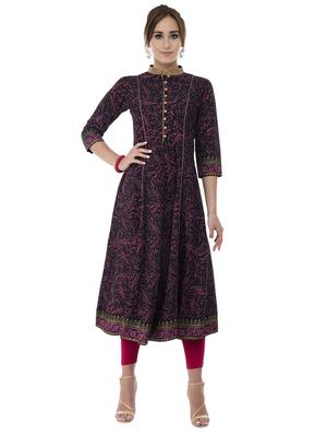 A-line block print princess line kurta - 15621079 - Standard Image - 1