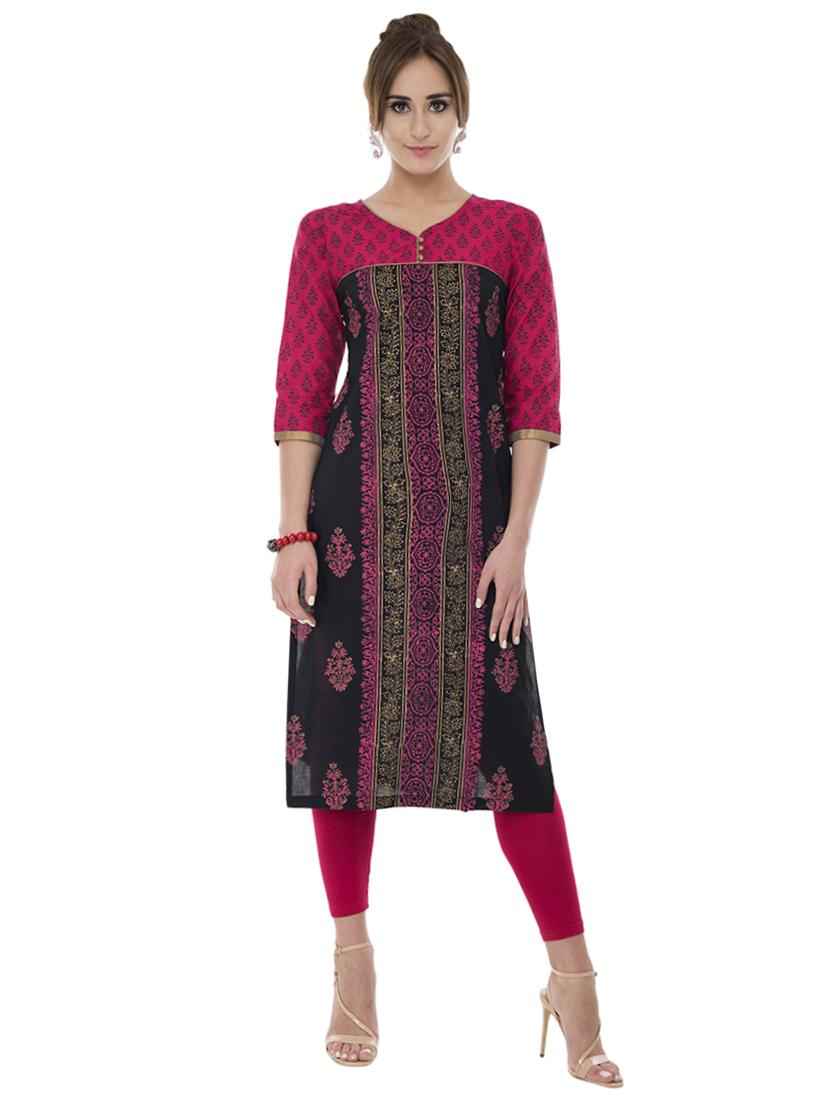 Block print straight kurta - 15621080 - Zoom Image - 1