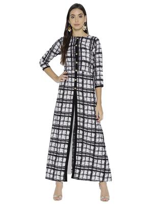 Monochrome slit checkered kurta - 15621084 - Standard Image - 1