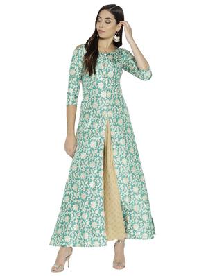 Silk High slit printed kurta - 15621086 - Standard Image - 1
