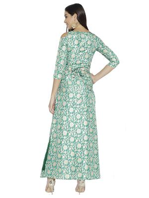silk high slit printed kurta - 15621086 - Standard Image - 3