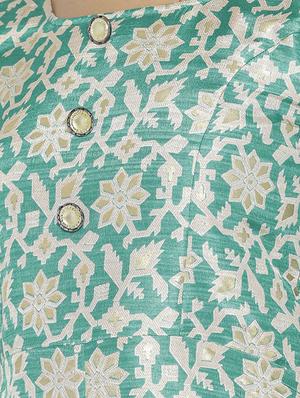 silk high slit printed kurta - 15621086 - Standard Image - 4