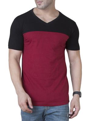maroon cotton cut & sew t-shirt - 15621091 - Standard Image - 1