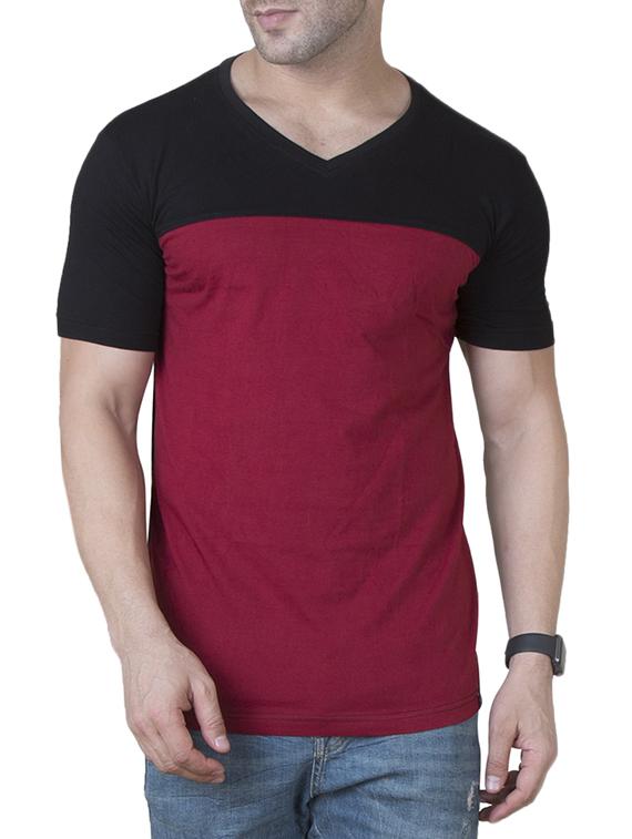 maroon cotton cut & sew t-shirt - 15621091 - Zoom Image - 1