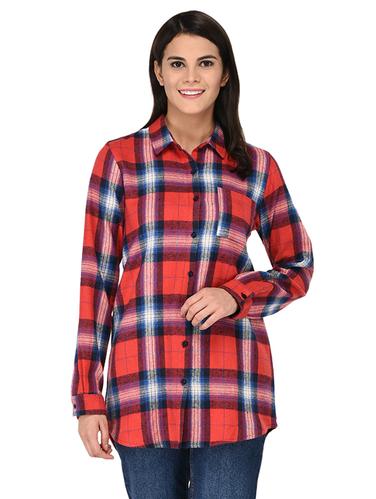 madras checks asymmetric shirt - 15621191 - Very Small Image - 1