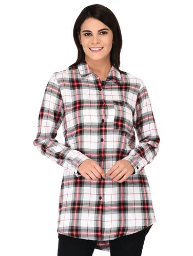 madras checks asymmetric shirt - 15621192 - Very Small Image - 1
