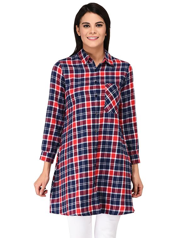pocket patch checkered tunic - 15621194 - Zoom Image - 1