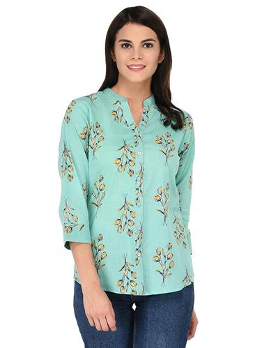 mandarin neck curved hem shirt - 15621196 - Very Small Image - 1