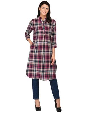 button detail plaid tunic - 15621205 - Standard Image - 1