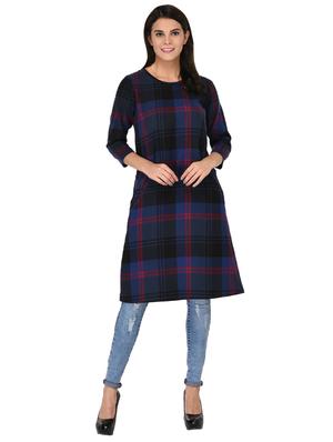 round neck plaid tunic - 15621208 - Standard Image - 1