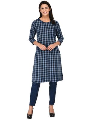 round neck checkered tunic - 15621209 - Standard Image - 1
