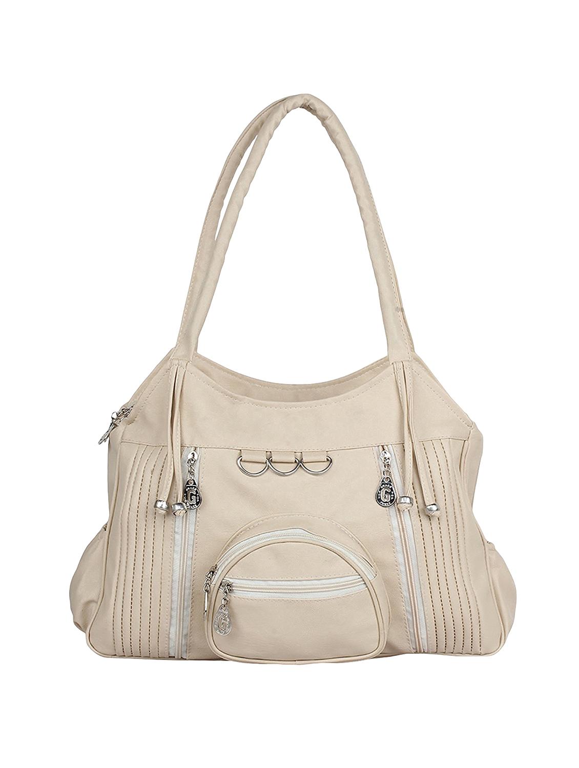 beige leatherette (pu) regular handbag - 15621248 - Zoom Image - 1