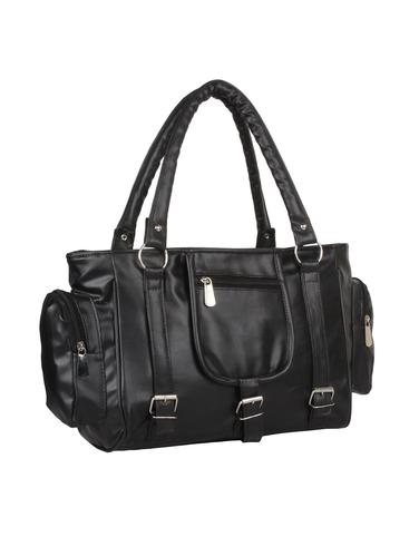 black leatherette (pu) regular handbag - 15621252 - Very Small Image - 1