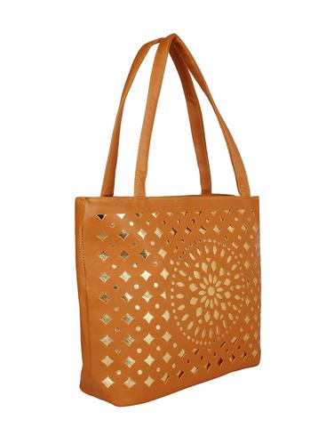 brown leatherette (pu) regular handbag - 15621266 - Very Small Image - 1