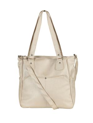 beige leatherette (pu) regular handbag - 15621295 - Standard Image - 1