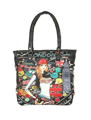 black leatherette (pu) regular handbag - 15621305 - Very Small Image - 1