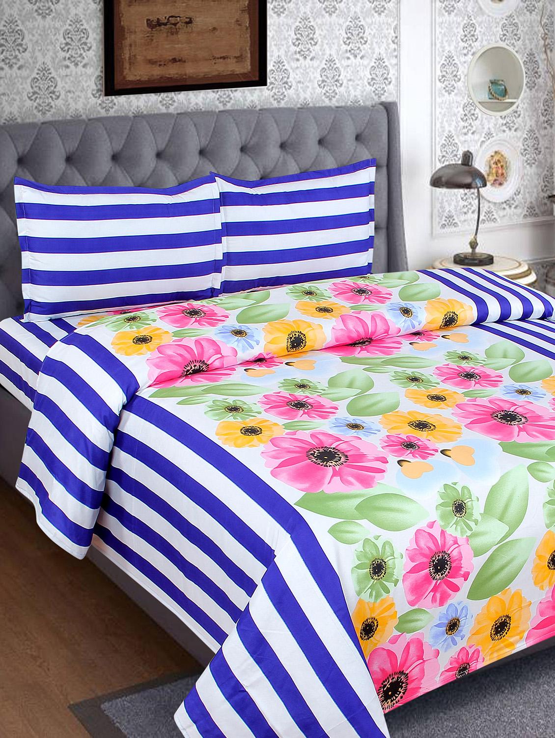 Cotton Double Bedsheet with 2 Pillow Covers - 15621355 - Zoom Image - 1