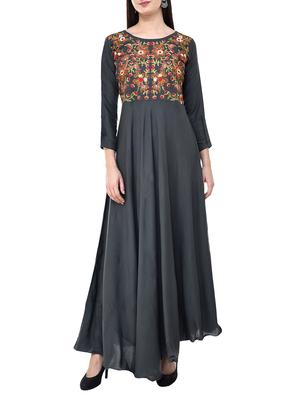 Embroidered flared gown - 15621412 - Standard Image - 1
