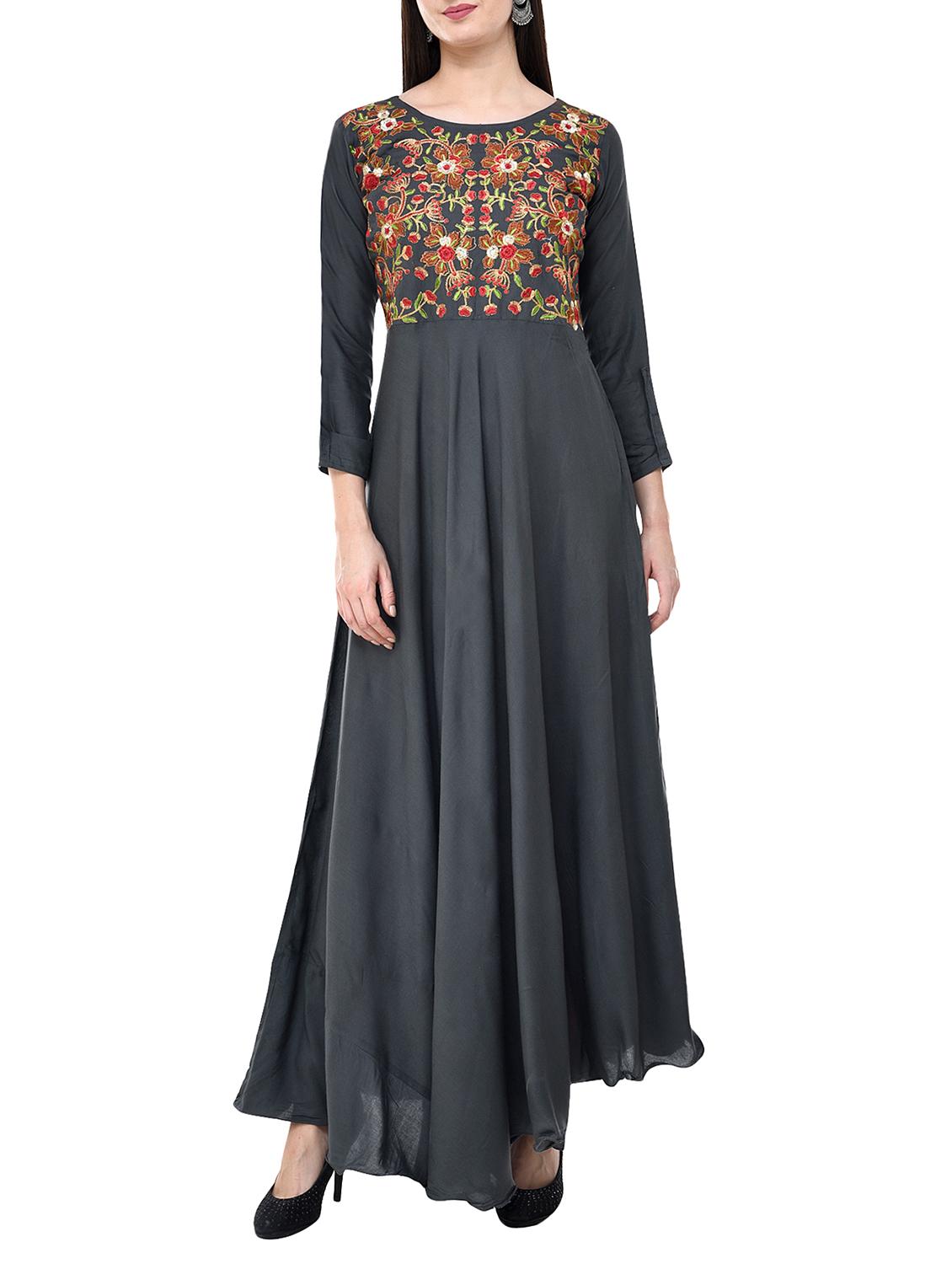 Embroidered flared gown - 15621412 - Zoom Image - 1