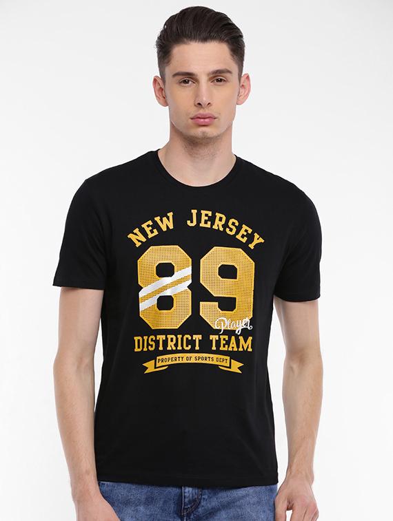 black cotton chest print t-shirt - 15621441 - Zoom Image - 1