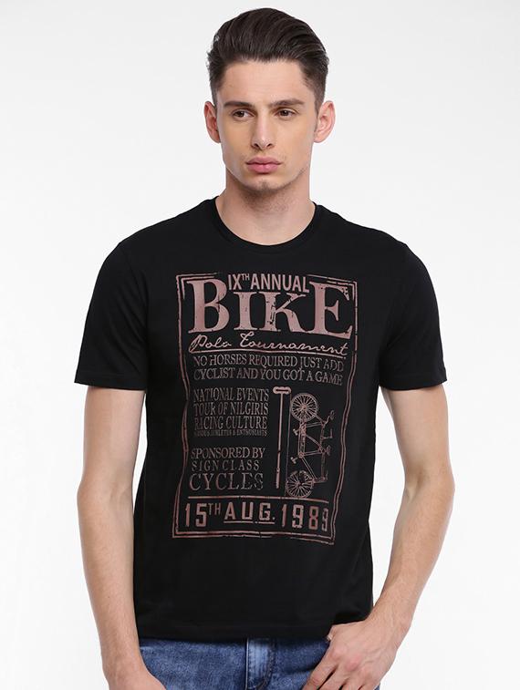 black cotton front print tshirt - 15621443 - Zoom Image - 1