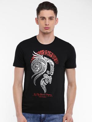 black cotton front print tshirt - 15621444 - Standard Image - 1