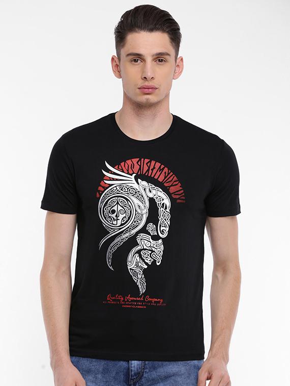 black cotton front print tshirt - 15621444 - Zoom Image - 1