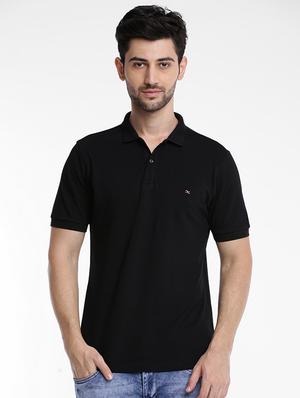 black cotton polo t-shirt - 15621457 - Standard Image - 1