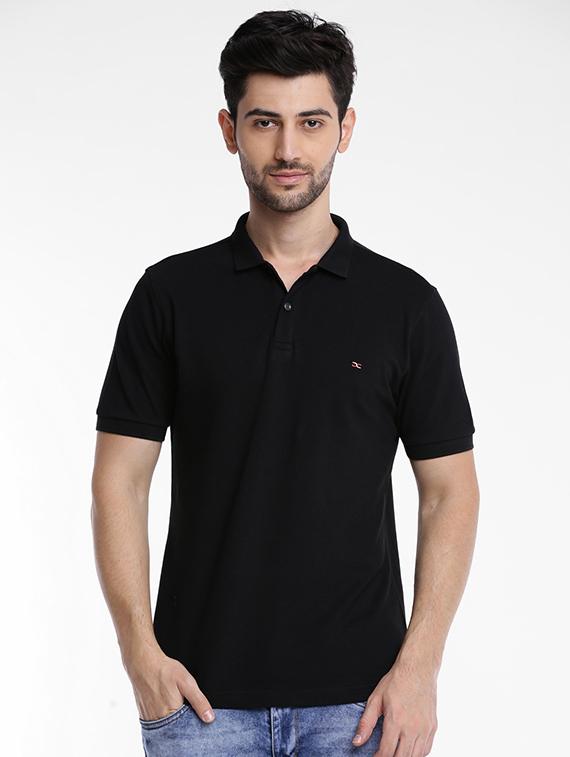 black cotton polo t-shirt - 15621457 - Zoom Image - 1