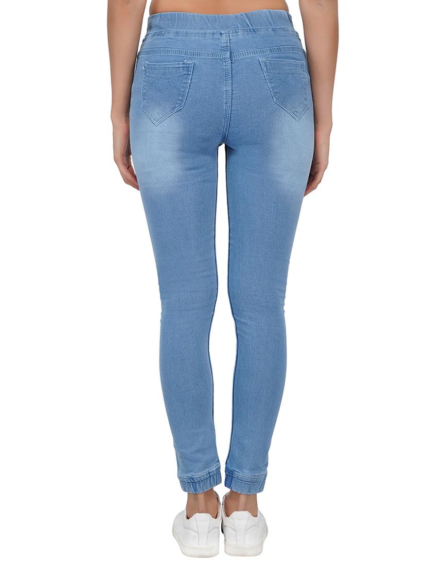 drawstring waist graphic patch distress jeans - 15621465 - Zoom Image - 3