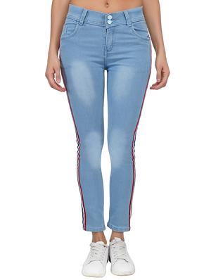 side tape detail stone wash jeans - 15621472 - Standard Image - 1
