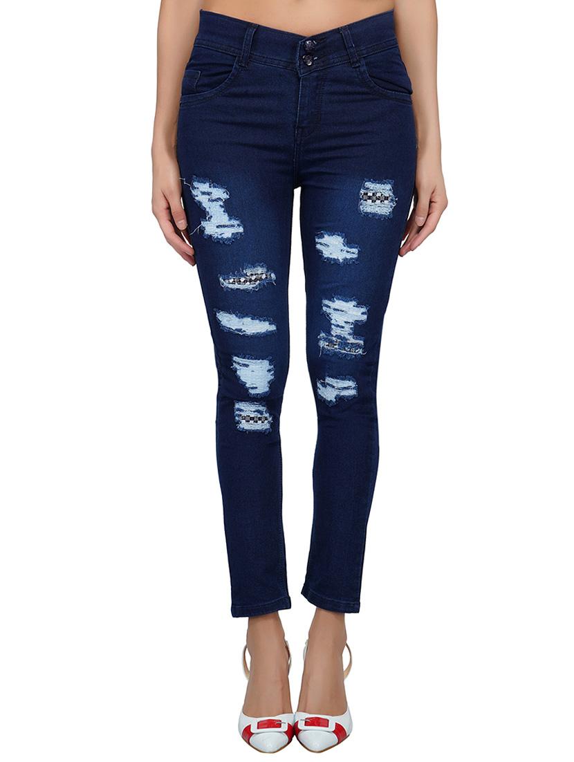 ankle length distressed jeans - 15621473 - Zoom Image - 1