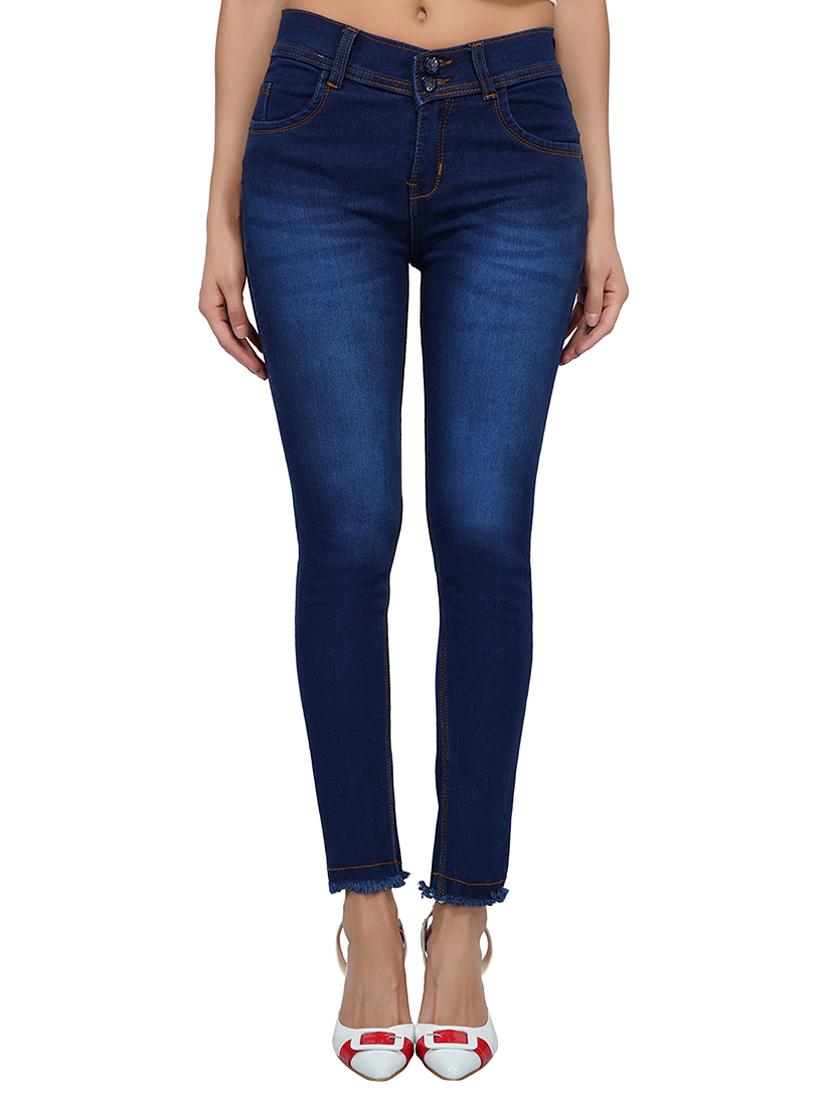 frayed hem stone wash jeans - 15621476 - Zoom Image - 1