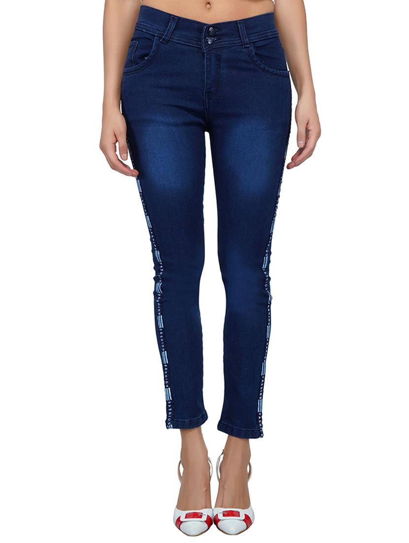 side tape detail stone wash jeans - 15621478 - Zoom Image - 1