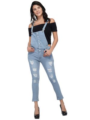 button detail distress dungaree - 15621480 - Standard Image - 1