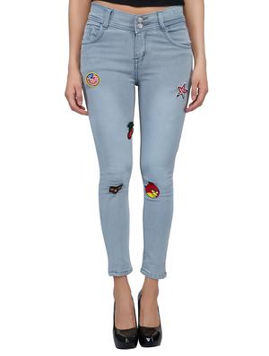 graphic patch mid rise jeans - 15621481 - Standard Image - 1