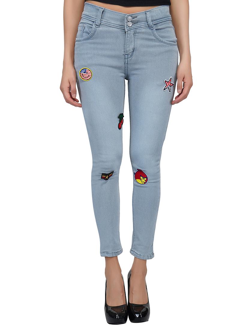graphic patch mid rise jeans - 15621481 - Zoom Image - 1