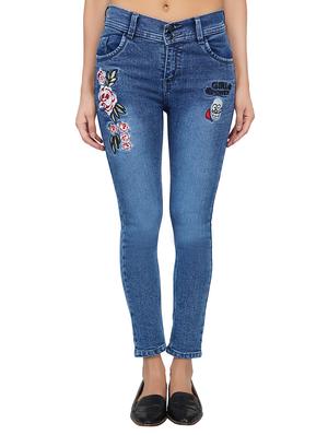 embroidered detail mid rise jeans - 15621489 - Standard Image - 1
