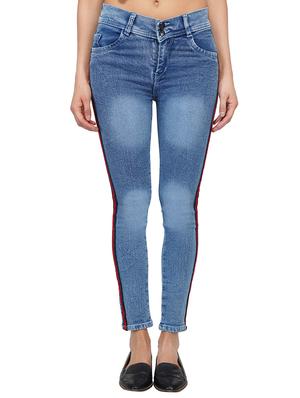side tape detail ankle length jeans - 15621493 - Standard Image - 1