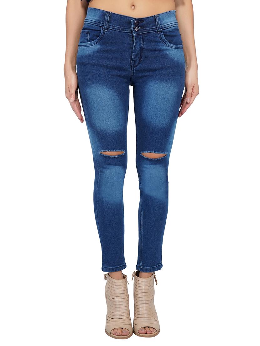 knee slash stone wash jeans - 15621495 - Zoom Image - 1