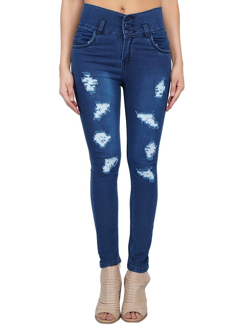 high waist distress jeans - 15621498 - Zoom Image - 1