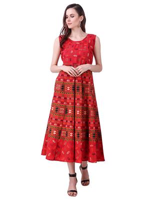 Printed a-line dress - 15621604 - Standard Image - 1