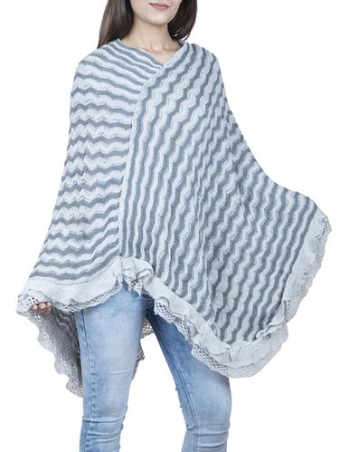 powder blue woolen poncho - 15621623 - Very Small Image - 1