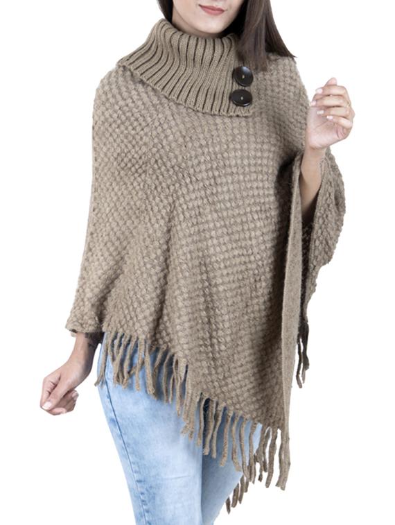 fringed edge button detail poncho - 15621631 - Zoom Image - 1