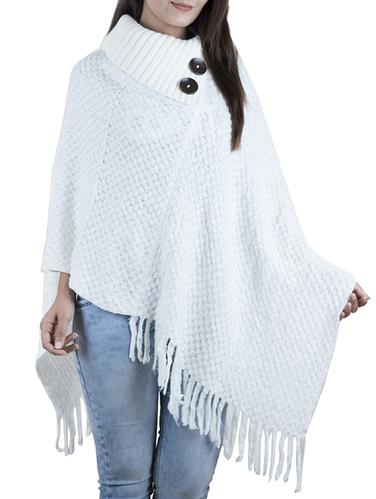 fringed edge button detail poncho - 15621634 - Very Small Image - 1